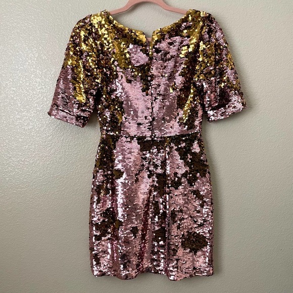 For Love & Lemons Dress Womens Small Rose Gold Mini Sequins Sparkly V-Neck Party - Picture 11 of 14